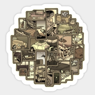 American classic cars tribute in sepia Sticker